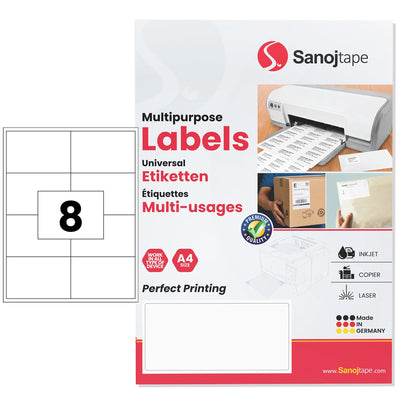 Självhäftande A4 Etiketter för skrivare och kopiatorer - Sanojtape SE
