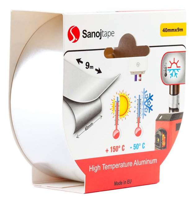 Aluminiumtejp 40mm x 9m - Premium För Högre Temperaturer - Sanojtape SE