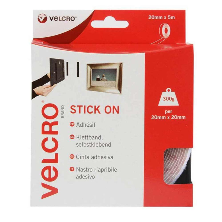 Velcro® Selvklæbende Stick-On® 20mm x 5m
