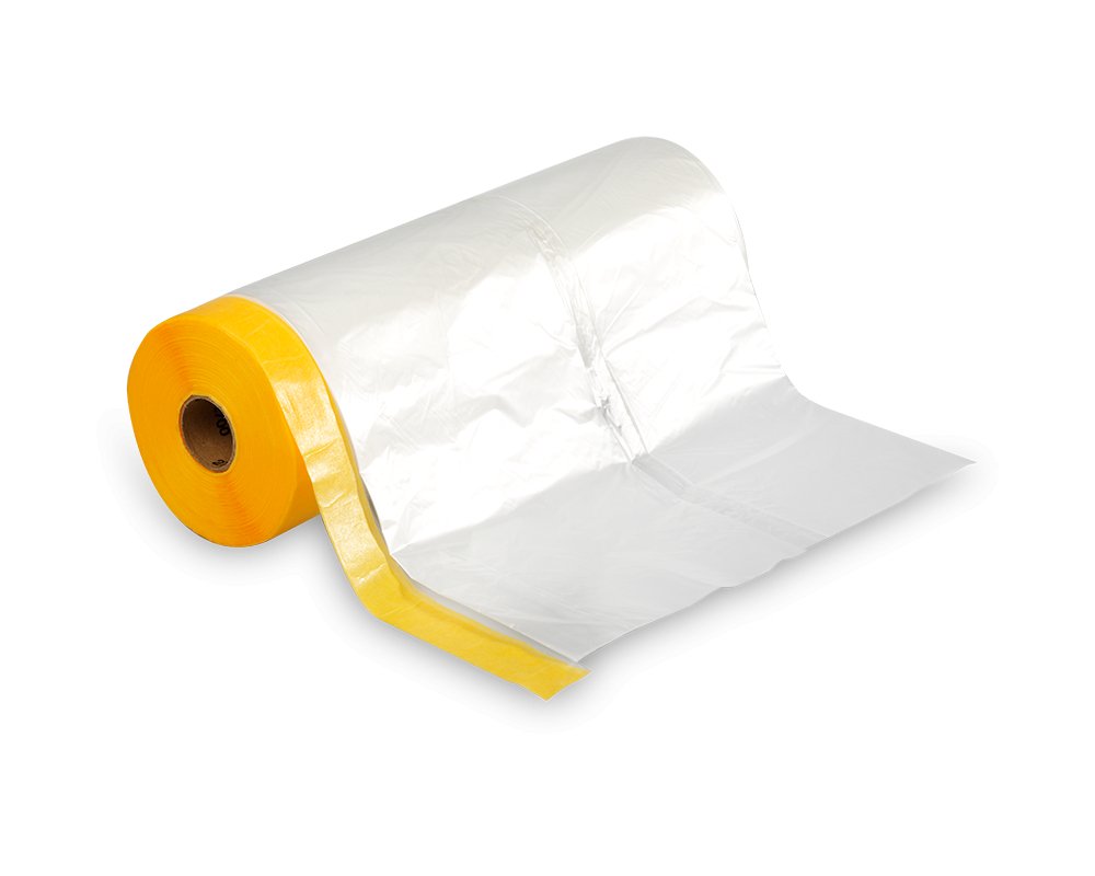 Maskeringsfolie med Tejp - Täckfolie för större ytor - Integrerad Maskeringstejp - Sanojtape SE