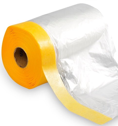 Maskeringsfolie med Tejp - Täckfolie för större ytor - Integrerad Maskeringstejp - Sanojtape SE