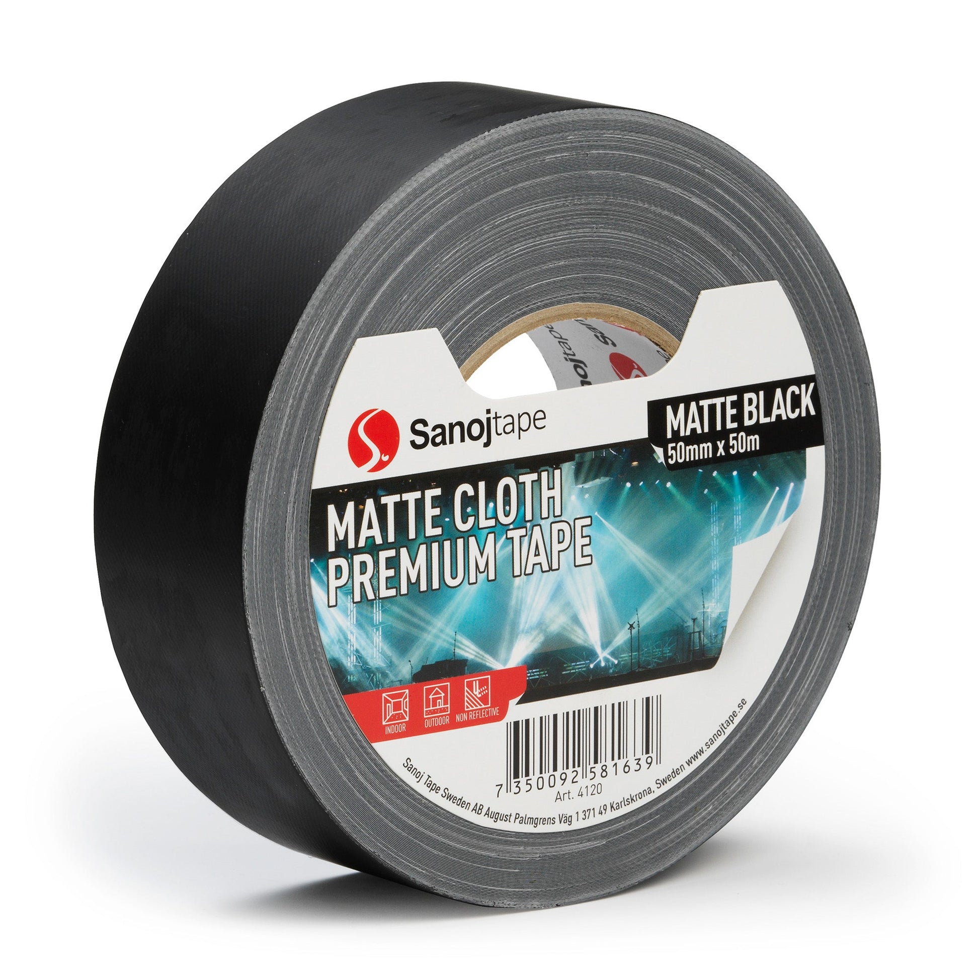 Svart Matt Vävtejp "Silvertejp" 50mm - Sanojtape SE