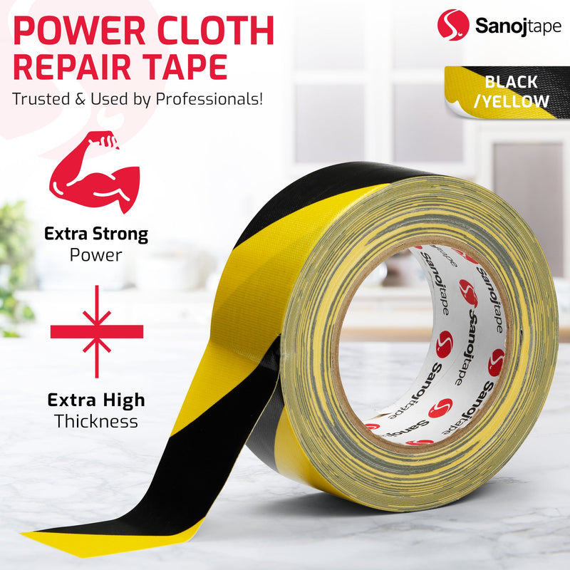 Varningstejp & Markeringstejp 50mm x 25m Gul/Svart Vävtejp – Sanojtape